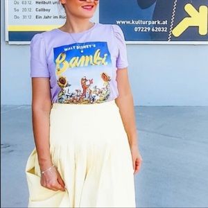 Disney Zara Lavender Purple Bambi Nostalgia Vintage Film Puff Sleeve Graphic Tee